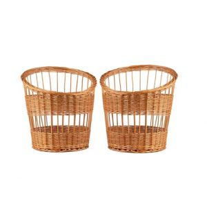 e-wicker24 Alles aus Weide Lot de 2 paniers à baguettes, en osier, panier à pain, panier de service, support à pain, boîte à pain en osier naturel,rangement baguette (naturel-ajouré) (e-wicker24, neuf)