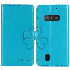 TienJueShi Bleu Flip Retro Support &agrave; Rabat Cuir Housse Coque pour Doro 5860 5862 2.4 inch &Eacute;tui Cas Couverture Protecteur Case Portefeuille Cover (TienJueShiuk, neuf)
