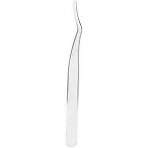 Eyelashes Tweezer False Lash Application Stainless Steel Eyelash Extension Tool Curved, Ideal for All Eyelash Types and Eyebrow Trimming, Comfortable Grip, 5.16in (Sand (paste bag)) (Loboo idea, neuf)