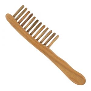LOLIPPYY Peigne Bois Large &agrave; Dents Peigne Large Bois Anti-statique pour Femmes et Hommes Massage Chevelu D&eacute;m&ecirc;lant pour Cheveux Boucl&eacute;s Manche &Eacute;pais Ergonomique Portable pour Voyage et (altituyse, neuf)
