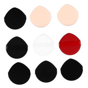 DECORNIJIA Lot De 9 Coussins Cosm&eacute;tiques Non Latex Rouges, Noirs Et Blancs, Houppettes &agrave; Poudre Visage Triangulaires Lavables, Multi-usage Fond De Teint Et Poudre Pour Femme (ZhiLight, neuf)