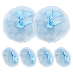 TOVINANNA 6 pièces Houppettes Poudre Douces Peluche avec Nœud Applicateurs Confortables pour Peau Sensible Kit Poudre Corporelle pour Usage Quotidien et Change Bleu (Qieiyi, neuf)