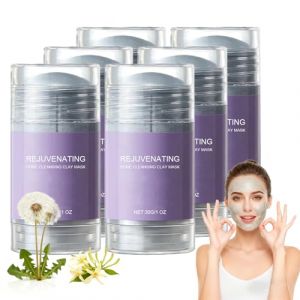 Pore Cleansing Mask Stick, Masque Argile Nettoyant Pores Stick, Sticks Anti-Points Noirs Soin Visage, Soin Hydratant Deep Cleaning, Masque Argile Contr&ocirc;le du S&eacute;bum pour Peaux &agrave; Pores Apparents (6pcs) (Raevior, neuf)