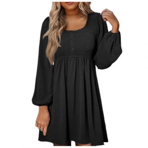 WVONIF Robe Noel Ado Robe &Eacute;l&eacute;gante Femme Couple Ample Tissu &agrave; Paillettes Manches Longues L&eacute;g&egrave;re de Cocktail pour Soir&eacute;e Robe Bleu Marine et Blanc Jupe Longue Noire Simili Cuir Femme (BAULMD（90% Big Promotion Without Discount Code ）, neuf)