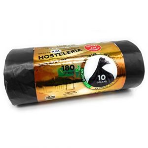 Acan Tradineur Lot de 10 sacs poubelle XXL en plastique recyclé, résistants et anti-fuites, écologiques, recyclables, adaptés pour poubelles, hôtellerie (noir, 180 litres, 115 x 150 cm) (TRADINEUR, neuf)
