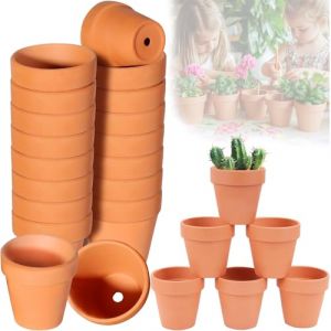 Kinfezlon Lot de 24 Piccoli Vasi in Terracotta (4 X 4,5 cm) - Petits Pots en Argile avec Trou de Drainage, Mini Pots R&eacute;utilisables et Pratiques pour Chambre, Bureau ou Espace D&eacute;coratif (Tuma-EU, neuf)