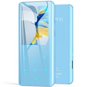 AGPTEK 32Go Haut-Parleur MP3 Bluetooth 5.0 avec Boutons Tactiles, 2.4 Pouces Grand &Eacute;cran Lecteur Musical Sport HiFi Audio en M&eacute;tal avec Bouton de Volume/Podom&egrave;tre/Radio FM, Carte TF Jusqu&rsquo;&agrave; 128G-Bleu (Dreameater, neuf)