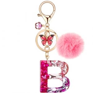 MWOOT Porte Cl&eacute;s lettre B pour Femme, Porte Cle Initiale Rouge, Alphabet Charmes en R&eacute;sine pour D&eacute;cor Porte Clef Voiture Sac &agrave; Main (vetpw, neuf)