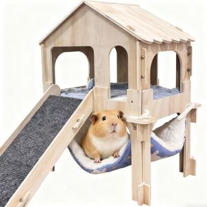 Maison pour Cochons d'Inde avec Rampe, Cochons d'Inde Hamac et Coussin, Jouet pour Cochon d'Inde Habitats Accessoire (Qitenstar, neuf)