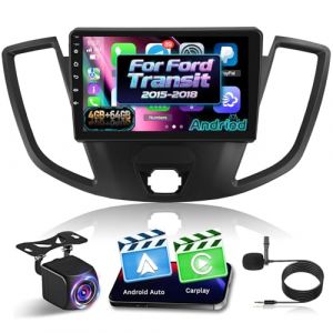 NHOPEEW 4+64G Radio Voiture pour Ford Transit 2015-2018 - Radio Android 9 Pouces avec sans Fil Carplay et Android Auto - Mirror Link 32EQ DSP &Eacute;cran Divis&eacute; + Cam&eacute;ra de Recul & Microphone (Tianju-EU, neuf)