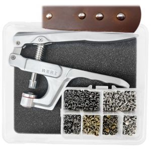 RERI Ensemble de rivets en cuir avec pince, rivets &agrave; pression double capuchon m&eacute;tallique de 8 mm pour r&eacute;paration, couture, fait main, v&ecirc;tements DIY (Paquet) (RERI, neuf)