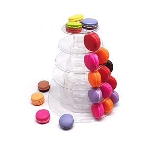 Macaron Tour de Gateau Stand 6 Niveaux Plastique Transparent Présentoir à gâteaux Présentoir à Macarons pour Gâteaux de Célébration de Mariage D’Anniversaire (CARGO Products, neuf)