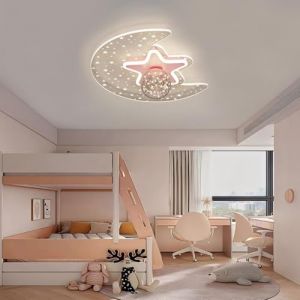 Stesulfr Plafonnier créatif pour Chambre d'enfant à LED à intensité Variable avec télécommande Lustre en Forme de Lune Lampe de Plafond décoratif Moderne Convient pour Chambre de garçon Fille Chambre (♚Stesulfr-FR, neuf)