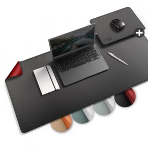 sm&oslash;la Sous-main de bureau en cuir PU I 85x40cm Lavable avec XXL tapis de souris I Grande sous-main, sous-main d'&eacute;criture &ndash; pour bureau et home-office I Recto-verso (Noir nuit/Rouge) (G&ouml;rges Naturpharma GmbH, neuf)