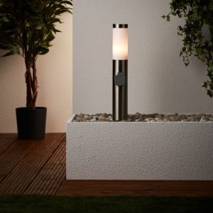 Lightbox Borne d'éclairage pour l'extérieur - 50 cm de hauteur - Borne d'éclairage avec prise électrique & protection contre la pluie blanc mat - comme éclairage de chemin - douille E27, max. 40 W - (Lightbox-Shop, neuf)
