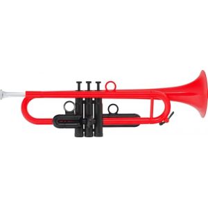 Classic Cantabile MardiBrass Trompette en ABS l&eacute;g&egrave;re 450g - Pistons Perinet - Rouge - 2 embouchures, housse et pistons de rechange inclus - Pour enfants et adultes. (Maison de la musique Kirstein, neuf)