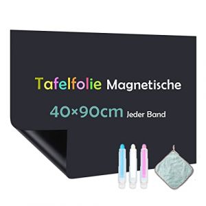 Warasee Magnétique Film Tableau Noir 40 x 90cm, Tableau Craie Mural Autoadhésif, Tableau Magnétique Pour Surfaces Lisses dans l'école, le Bureau, la Maison, incluent effaceur, feutre et aimants (Warasee Official, neuf)
