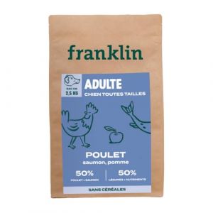 Franklin – Nourriture pour Chien Stérilisé – Gamme Balance – avec 50% de Poulet et de Saumon – Croquettes sans céréales – Taille 13 mm – 2,5 kg (Franklin Pet Food, neuf)