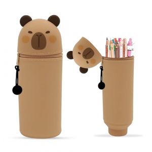 Dreaku Trousse 2 en 1 en Silicone Souple, Trousse Scolaire, Trousse &agrave; Crayons Souple R&eacute;tractable, Trousse Ecole Fournitures Scolaires Kawaii pour Gar&ccedil;ons Filles Etudiants (Kapibala) (Dreaku, neuf)