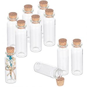 PandaHall- 10pcs 20ml Fiole en Verre 20ml Flacons Mini Bouteilles en Verre Bouchon Liege pr Conteneur Recipient de Perles Creation Stockage Bijoux Fiole Potion, 22x62mm (PandaHall FR, neuf)