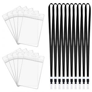 Vicloon Tour de Cou Badge, 10 Porte Badge Transparent et 10 Cordon de Cou avec Crochet, Porte Carte Plastique avec Lani&egrave;re Pour Entreprise, Exposition, Groupe, &eacute;tudiants, Adultes (BEST-SELLER5, neuf)