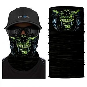 ShopINess Cache-Cou Moto Multifonction T&ecirc;te de Mort &ndash; Tour de Cou Sport Homme Femme, Foulard Bandana Masque Cr&acirc;ne pour Moto, Ski, Randonn&eacute;e, Halloween (Predator) (ShopINess, neuf)