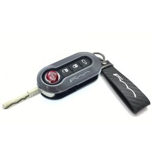 Nordecco Coque de clé brillante compatible avec Fiat 500C 500-500L Abarth Grande Punto Brava Panda Stilo Linea (porte-clés noir, boîtier gris brillant) 70C (NORDECCO, neuf)