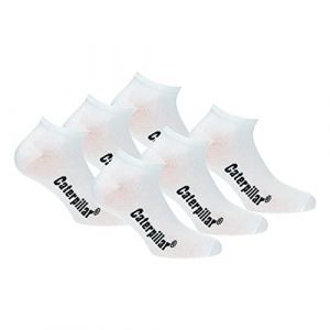 Caterpillar 6 paires de chaussettes pour hommes Sneaker Cat en cheville souple en coton (Blanc, 35-38) (Naduf, neuf)