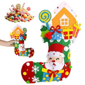 Bricolages de Noël, Kit Noël Couture Enfant, Kit de Couture Enfant, Boite créative enfant, À partir de 6 ans, Noël, Chaussette de Noël Père Noël (DINODANUBE TRADING, neuf)