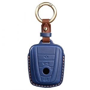 HIBEYO Keyless Coque de Protection pour cl&eacute; de Voiture BMW i3 i3s i8 Series &Eacute;tui de Protection en Cuir de Vachette pour BMW i3 i3s i8 Series Bo&icirc;tier de cl&eacute; de Voiture Bleu (bingomotor, neuf)