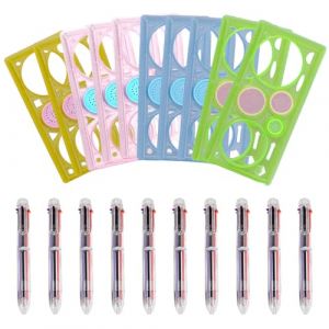 Lot de 20 r&egrave;gles Spirograph, outil de dessin en spirale, avec 10 r&egrave;gles g&eacute;om&eacute;triques, 10 stylos &agrave; bille multicolores, kit de dessin multifonction, pour petit cadeau d'anniversaire d'enfant (Lufdegim, neuf)