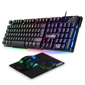 EMPIRE GAMING - Pack MK800 Filaire - Clavier Gaming AZERTY (Layout Français) RGB 105 Touches 19 Touches Anti-Ghosting - Souris Gamer 2400 DPI - Tapis de Souris - PC PS4 PS5 Xbox One/Series Mac (OptimumWay France, neuf)