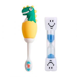 LEBOCADO Brosse à Dents pour Bébé 0-7 Ans, Brosse à Dents avec Poils Extra Doux 100% Gel de Silice de Qualité Alimentaire, avec Sabliers Minuterie Horloge et Boîte de Rangement, Anti-Caries (Jaune) (LE BOCADO, neuf)