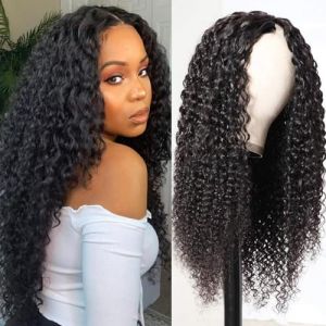 CLASSINE Curly V part wig human hair Boucl&eacute;s Perruque femme naturelle perruque bresilienne Cheveux Humains Femme upgrade U part wig human hair less leave out no lace wig human hair20 inch (CLAROLAIR HAIR, neuf)