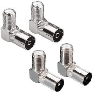 Greluma 4 Pièces Connecteurs femelle/femelle de Type F à 90 degrés, adaptateurs coaxiaux RF pour antenne Satellite à Angle droit (Lumatech-EU, neuf)