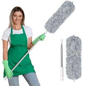 Vicloon Plumeau Poussi&egrave;re, Plumeau T&eacute;lescopique avec Poign&eacute;e en Acier Inoxydable, Poussiere Plumeau Lavable Microfibre pour Plafonds, Les Stores, Les Toiles d'araign&eacute;e, Les Voitures (PLUM-MARKETING, neuf)