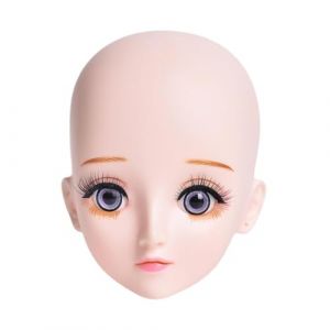 Milageto Tête de mannequin pour cils, outil d'entraînement pour extensions de cils, robuste avec cils et lèvres, mannequin de poupée skinhead, poupée chauve, (Milageto-EU, neuf)