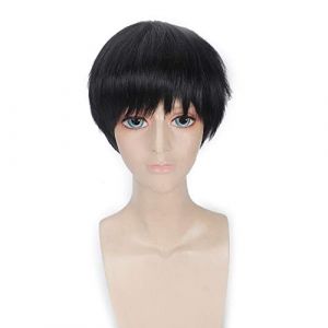 Tokyo Ghoul Ken Kaneki droite courte perruque Cosplay pour hommes résistant à la chaleur synthétique noir blanc + casquette de perruque gratuite B (good stuff A, neuf)