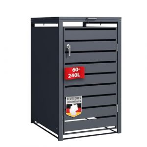 Abri poubelles avec décor Bois, Structure en Acier Inoxydable | 1 à 3 Portes | Rangement poubelles de 60 à 240 L – Anthracite avec décor Bois (Gris foncé Magnus, 68 × 80 × 116 cm (1 Porte)) (Velvet Trading, neuf)