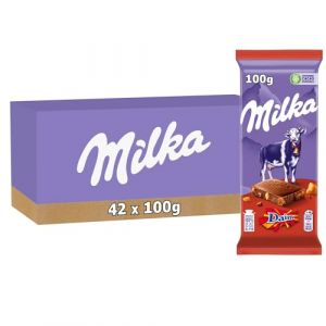 MILKA - 42 Tablettes de Chocolat au Lait Milka Daim 100g - Chocolat au Tendre Lait du Pays Alpin et Daim - Lot de Tablettes de Chocolat Milka Daim - Lot de 42x100g (Plaisir & Snacking, neuf)