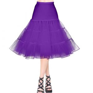 AYBUY Jupe Jupon Femme,Jupon Ann&eacute;es 50 Vintage en Tulle Rockabilly Petticoat en Tulle Taille &Eacute;lastique,R&eacute;tro Jupe Tutu Femmes R&eacute;tro Ann&eacute;es 80 F&ecirc;te Halloween Carnaval Costume de F&ecirc;te,Violet,XL (withchance, neuf)