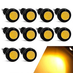 yifengshun Universel 10pcs 18mm Eagle Eye LED Lumi&egrave;re DRL Feux Diurnes Super Lumineux 9W Feu Antibrouillard Queue/Inverse/Rond Feux de Position pour Voiture Moto 12V (Ambre) (yifengshun, neuf)