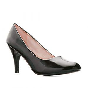 Andrés Machado - Élégants Escarpins rétro pour Femme/Adolescent pour l´été et l´Hiver - AM422 - Bout Arrondi en Vernis - Talons Moyens Fins - Verni Noir, EU 34 (Andrés Machado, neuf)