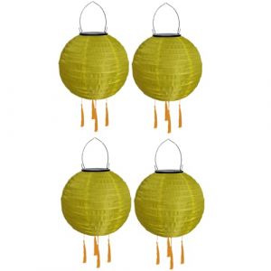 Lampions d'ext&eacute;rieur r&eacute;sistants aux intemp&eacute;ries - Lanternes solaires LED - Lanternes solaires d'ext&eacute;rieur &eacute;tanches - Lampion solaire avec pompon - Lanterne de jardin suspendue - Lanterne en papier - (ZDD123, neuf)