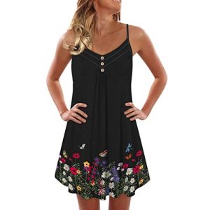 NNGOTD Robe Longue Femme Chic &Eacute;t&eacute; Robe Plage Grande Taille Robe Manches Courte Unie T-Shirt Boh&ecirc;me Midi Dress Robe Mi-Longue Chic &eacute;l&eacute;gante Sexy Robe Courte R&eacute;tro Jupe Plage Robe Jeans XXL Noire (BAULMD（90% Big Promotion Without Discount Code ）, neuf)