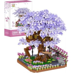 Tirff Sakura Arbre Maison Construire Bloc, 2200 Pièces Ensemble de Construction Cabane dans Les Arbres, Sakura Botanical Collection Building Set pour Adultes, Not Compatible with Lego (Tirff, neuf)