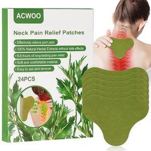 ACWOO Patch Anti Douleur au Cou, 24Pcs Patch Chauffant Cou, Patch Cou Anti Douleur, Patch Moxibustion Auto-Chauffant, Patch Anti-Douleur en Absinthe, Patch de Chaleur pour Douleurs au Articulations (AOGOE-EU, neuf)
