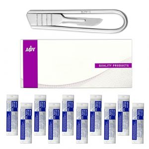 MJW Manche de Scalpel Pliable n°3 Avec 10 Tranchants de Scalpel #10 Idéal Pour les Arts, l'artisanat, l'art du Bois et le Greffage, Manche de Dermaplaning, Scalpel de Poche (ZRA Surgical and Dental, neuf)