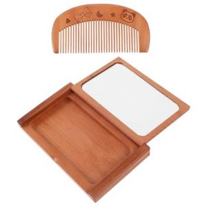 FOMIYES Ensemble miroir peigne en bois miroir et peigne mini-miroir mini miroir pliant décor miroire maquilleuse vanity mirror petit miroir pliant petit miroir pliable avec peigne Un verre (Family&Personal, neuf)