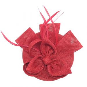 Psdndeww Bibi tendance réutilisable avec ornements amovibles pour tenues de femme, accessoires de mariée, voiles amovibles, chapeau bibi rouge (Syanjin, neuf)